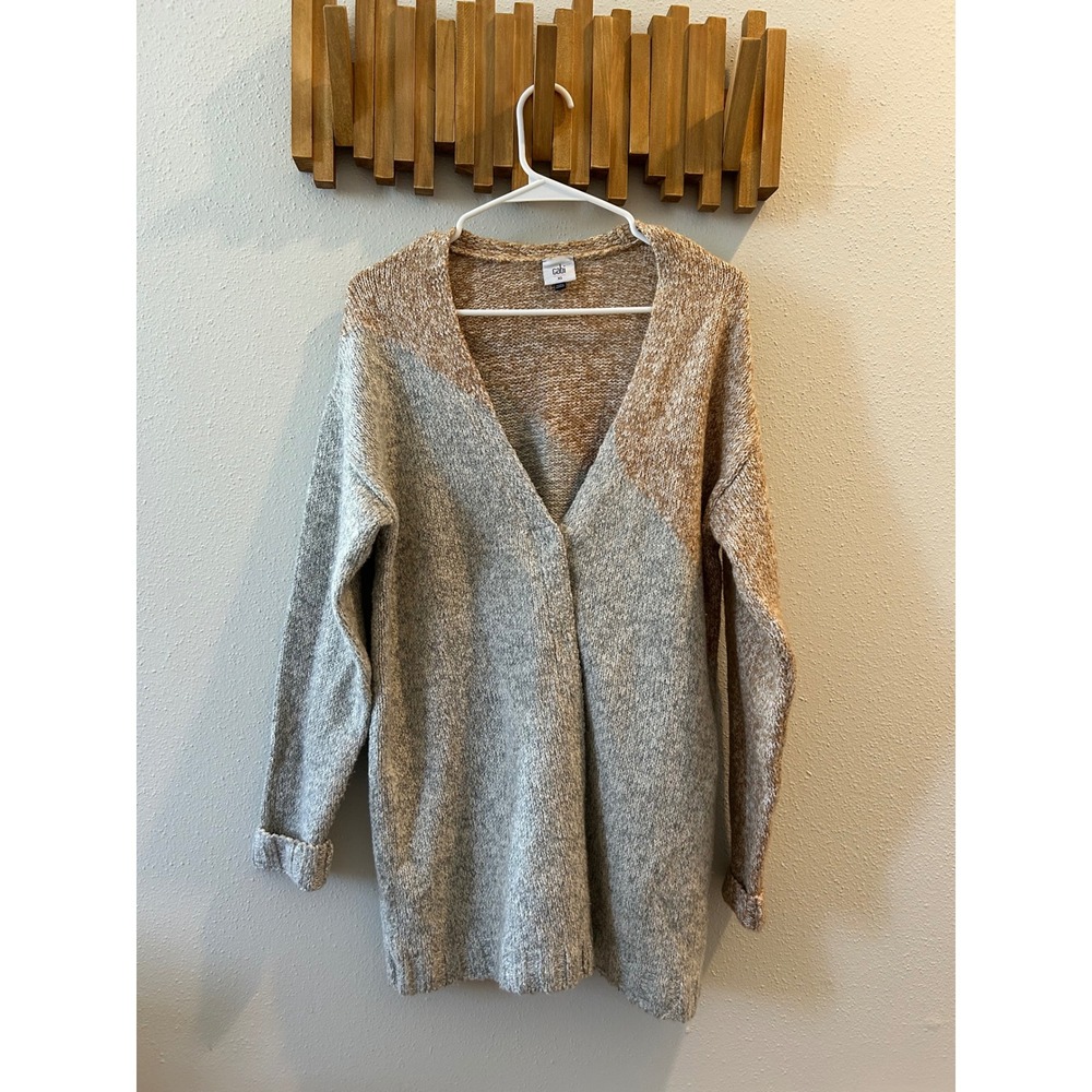 Cabi Women's Cardigan Sweater XS Gray Brown Marled Button Front V Neck